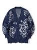 Cardigan de Malha Solta Jacquard com Linha Espiral Retrô Masculino Outono/Inverno 2024