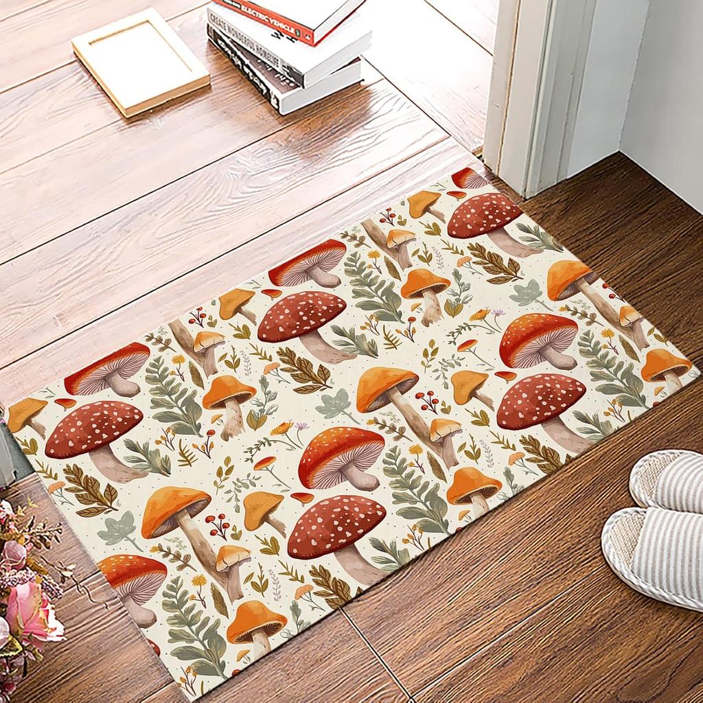 Fall Harvest Mushroom Welcome Entrance Door Mat Home Decor Anti-slip Corridor Balcony Rugs Kitchen Floor Mat Bathroom Foot Mat