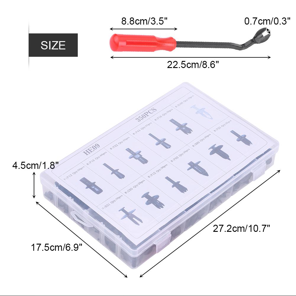 350pcs Assorted Car Body Plastic Push Pin Rivet Fasteners Trim Moulding Clip Kit W  Screwdriver