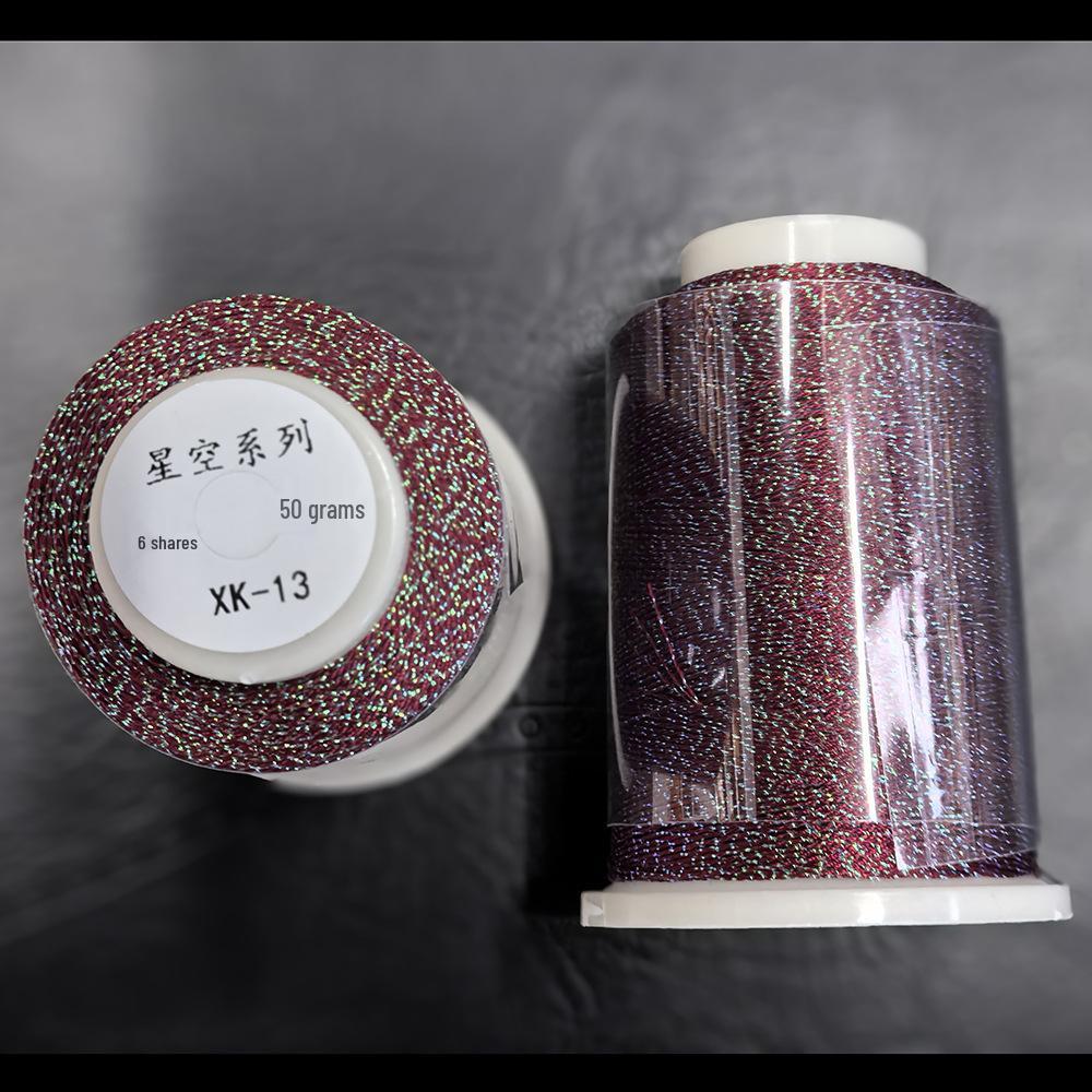 Starry Sky Gradient Yarn: 6-Strand Purple Illusion Tassel for DIY Bracelet & Handmade Weaving Accessories.