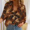Trendy Women's Sexy Leopard Print Long Sleeve Shirt Elegant Office Blouse Chic Casual Top Autumn Stylish Female Tops