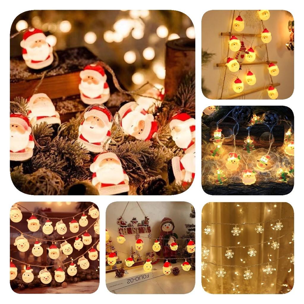 Led Battery Snowman Santa Claus Elk Fairy String Lights Outdoor Xmas Decor Tree