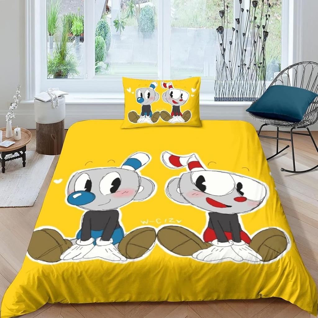 The Cuphead Show Cartoon Bedding Sets Exquisite Bed Supplies Set Duvet Cover Bed Comforter Set Bedding Set Birthday Gift