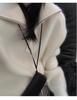 Women's High-Neck Zip-Up Cardigan: Pure Wool Knit Sweater, 2025 European Style, Loose, Thickened Stand-Up Collar for Autumn/Winter.