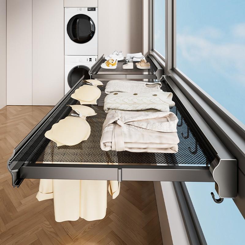Balcony Foldable Drying Rack Window Hanging Shoe Sock Organizer No Drill Laundry Storage