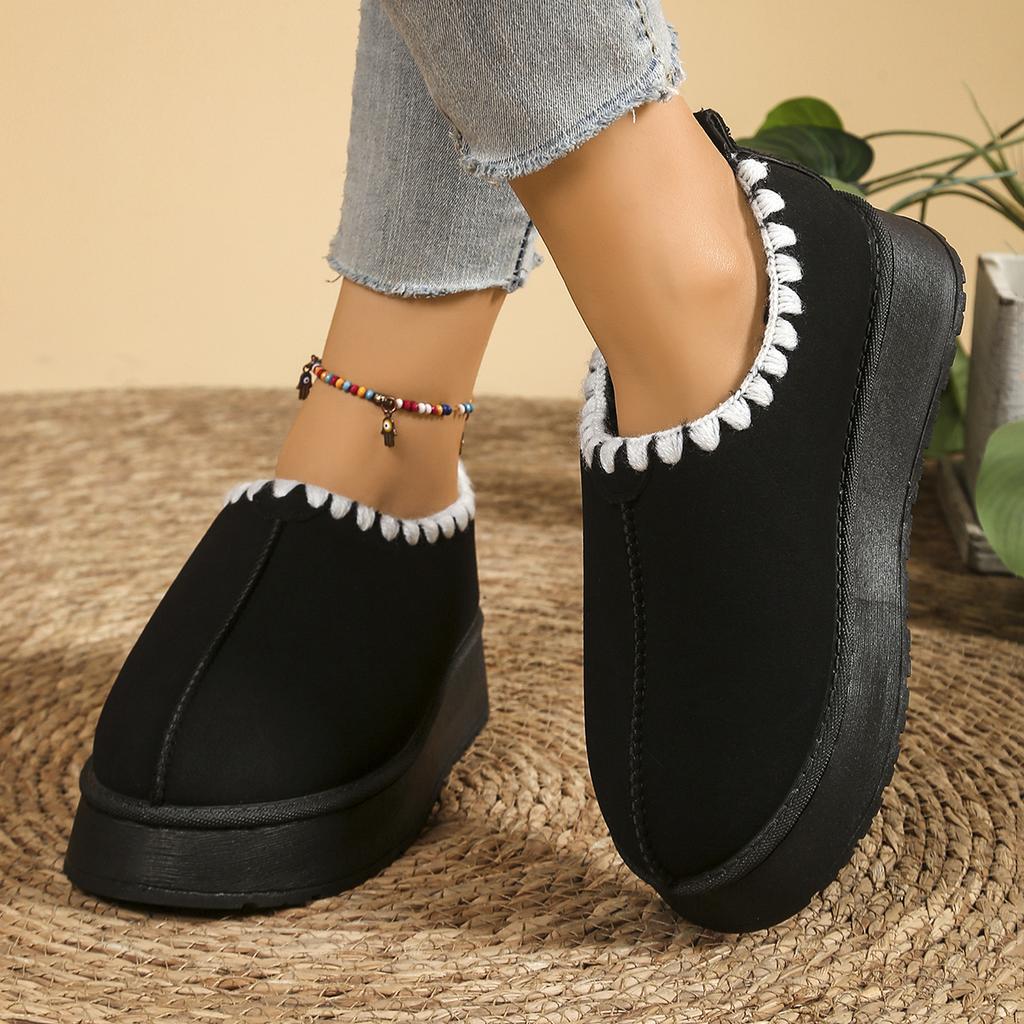 2025 New Women Snow Boots Outdoor Cotton Shoes for Women Without Heel-covered Hair Half Slippers Winter Warm Thick Soles Boots