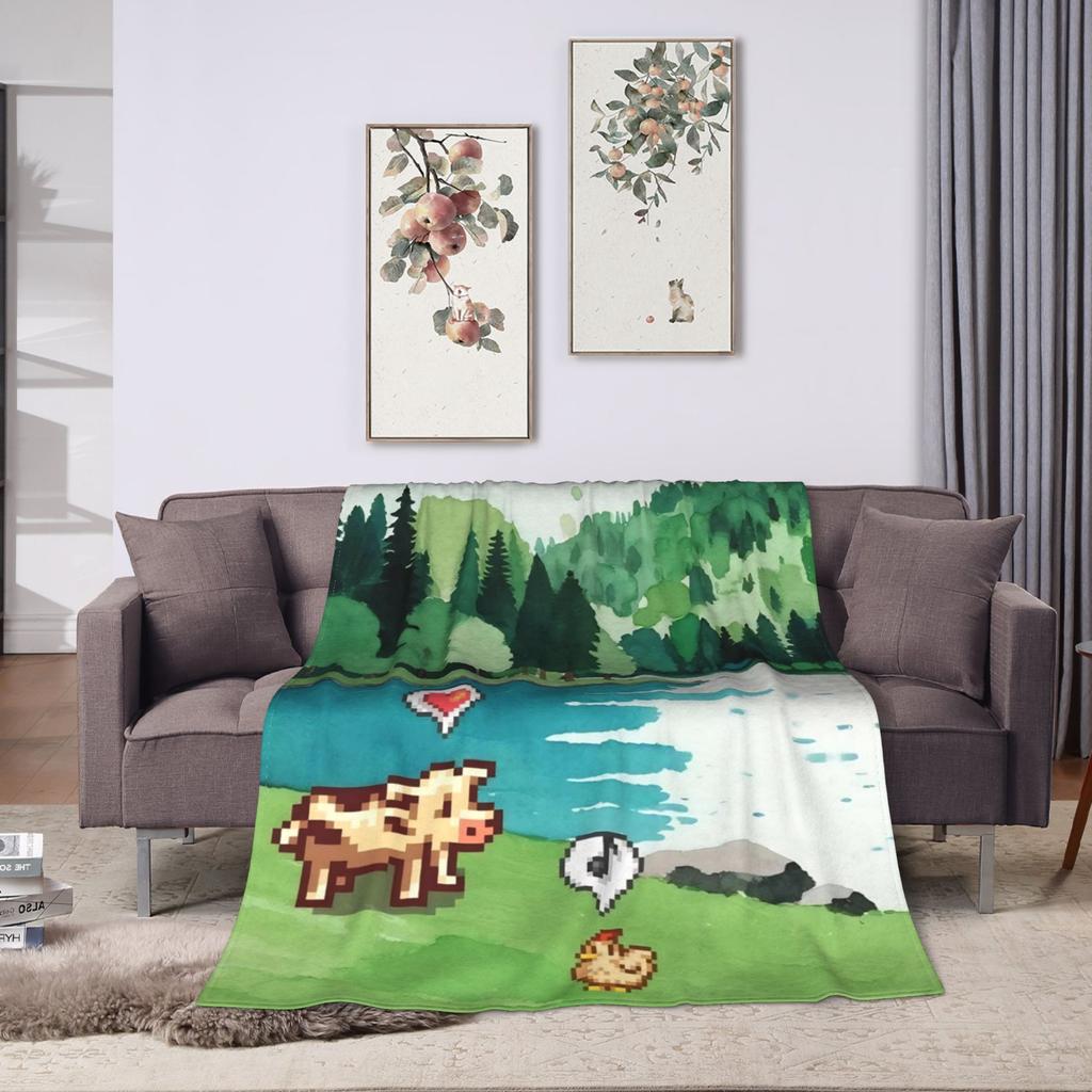 Blanket Camping Stardew Valley Animals Chicken Throw Blanket Flannel Bedspread For Couch Chair Sofa Bed Novelty Sofa Bed Cover