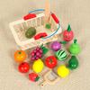 Verdura e Frutta di Legno per Bambini, Taglio Simulato, Cesto di Verdura e Frutta, Set Gioco Casa Cucina, Giocattoli Educativi per Bambini
