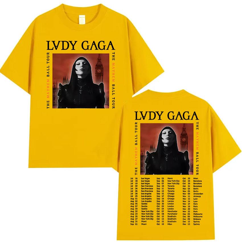Limited Lady Gaga Mayhem Tour 2025 Album Graphic T Shirts Unisex Women Fashion Harajuku T-Shirt Vintage Oversized Short Sleeve Tees