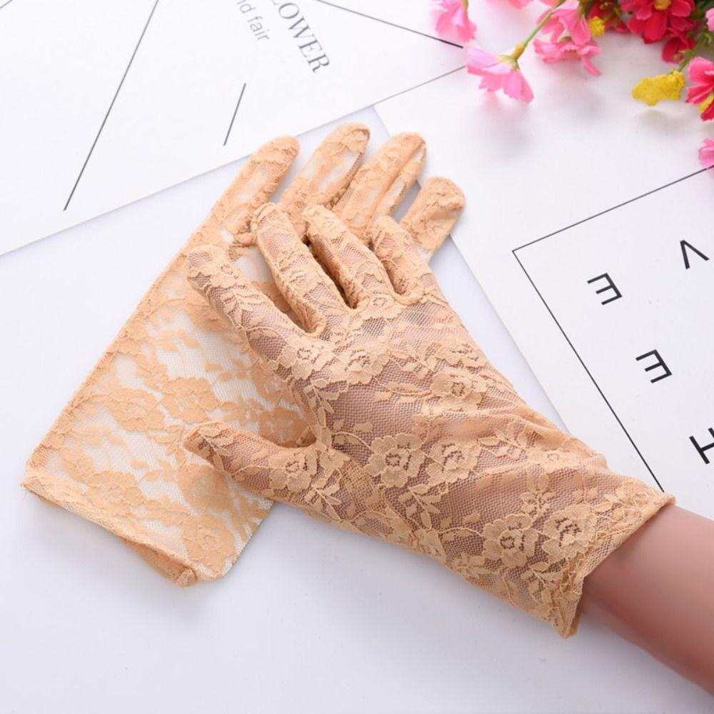 Thin Lace Flower Gloves Transparent Summer Mittens Sweet Sunscrean Gloves Wedding