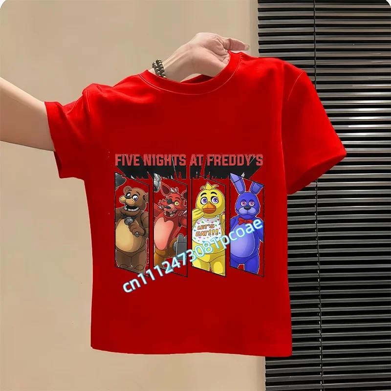 2026 T-shirt per Bambini Five Nights At Freddys Cartone Animato T-shirt Grafica FNAF Top Sportivi Casual per Bambini Maniche Corte Abbigliamento per Bambini
