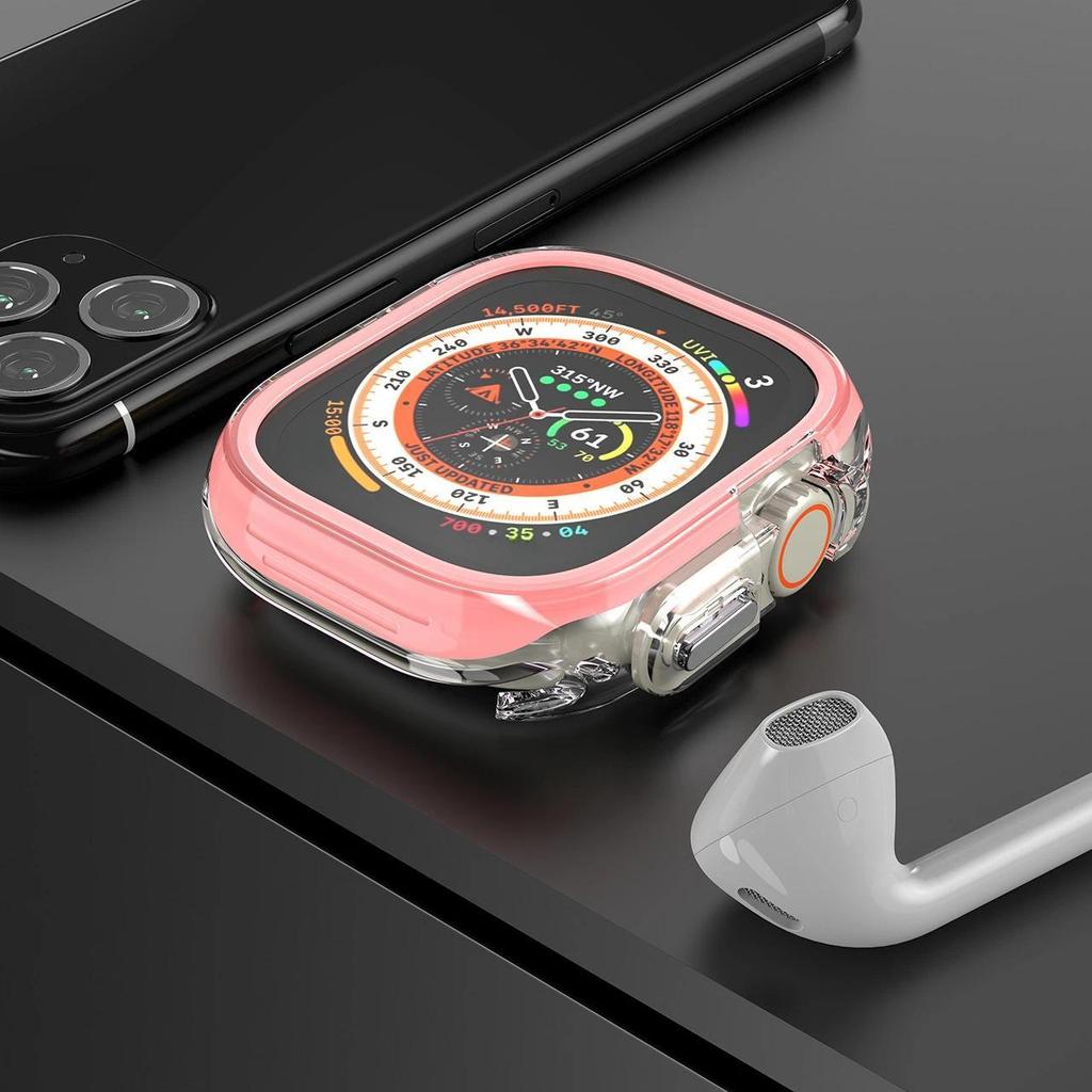 TPU+PC Hülle Für Apple Watch Ultra 2 49mm Serie 9 8 7 6 SE 5 4 45mm 41mm Stoßfänger Rahmen Schutz Hülle Für iwatch 9 6 5 4 se 44mm