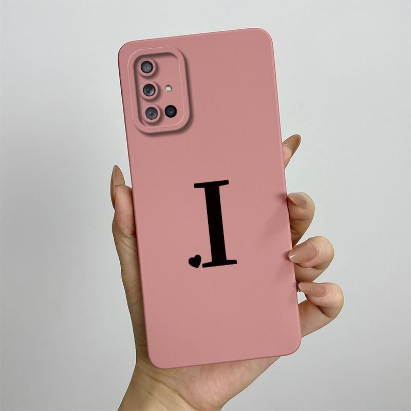 For Samsung Galaxy A51 A71 Case A515F A715F Initial Letters Liquid Silicone Phone Case For Samsung A51 A 31 71 Soft Cover Bumper