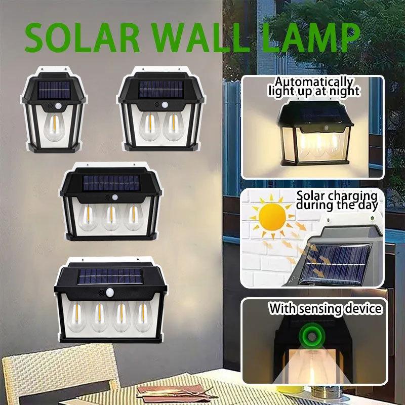 LED Solar Tungsten Light Human Body Induction Solar Wall Lamp Waterproof House Garden Yard Street Emergency Night Filament Lamps