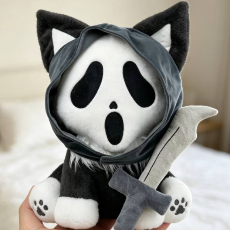 Scream Ghost Cat Plush Toy With Short Pile Fabric For Kids And Teens
