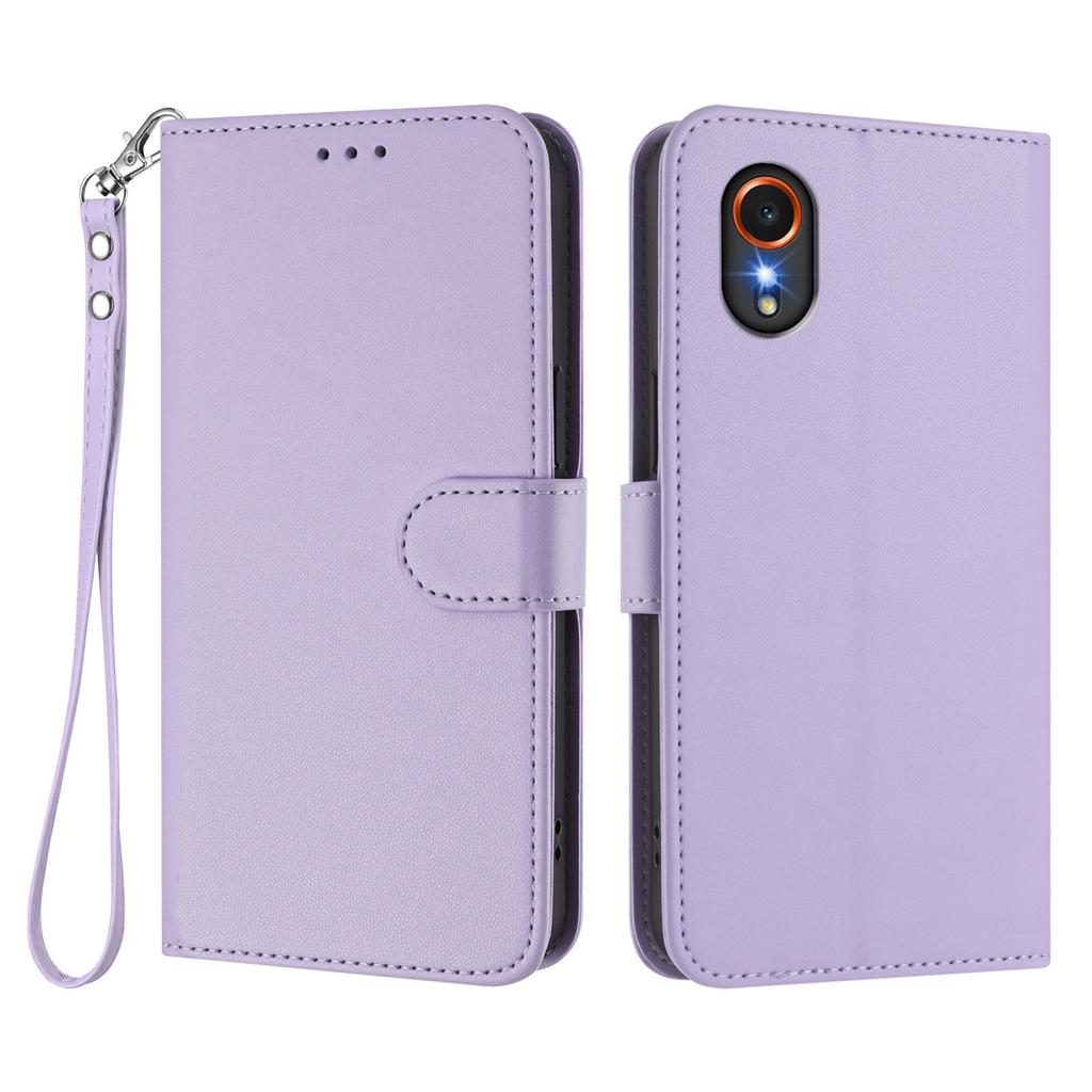For Samsung Galaxy Xcover7 Leather Case Wallet Stand Phone Cover with Wrist Strap