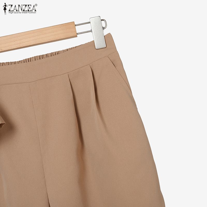 ZANZEA Kadın Kısa Kollu Bluz ve Pantolon Günlük İki Parça Takım Setleri