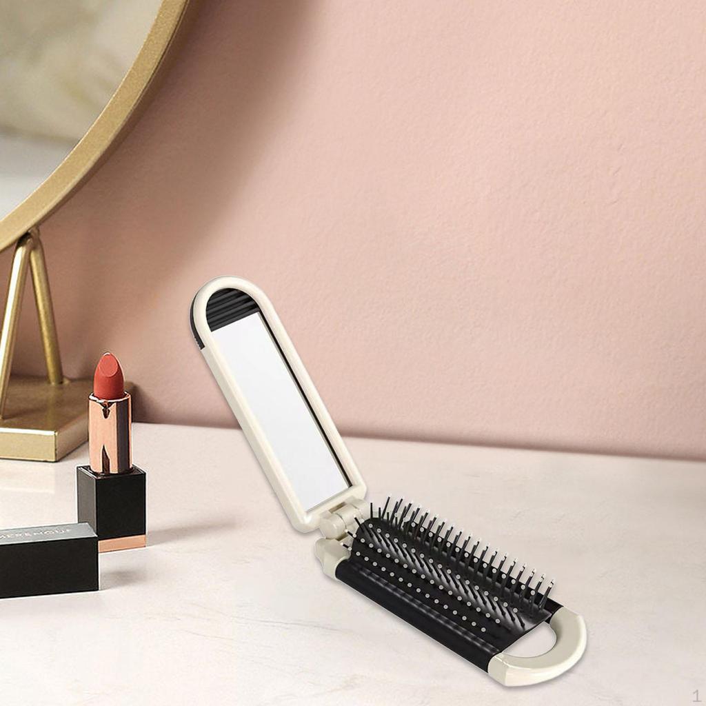 Zusammenklappbarer Haarkamm mit Spiegel Reisebürste Tasche für Erwachsene Kinder