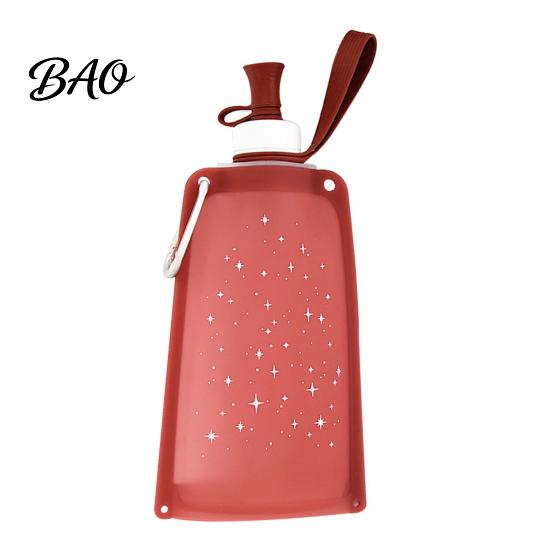 Silicone Travel Bottle 500ML Collapsible Water Bottle, Portable Folding Drinking Bag, Foldable Sport Pouch with Lanyard for Outdoor Hiking Cycling