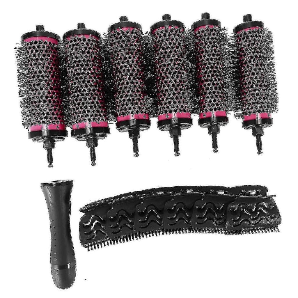 Set of 6 Hair Roller Brushes with Detachable Handle In 3 Sizes, Aluminum Ceramic Barrel & Positioning Clips for Effective Styling At Home