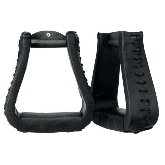 High Quality Horse Western Stirrups Saddle Tack Floral Handmade Tooled Leather Covered Pair