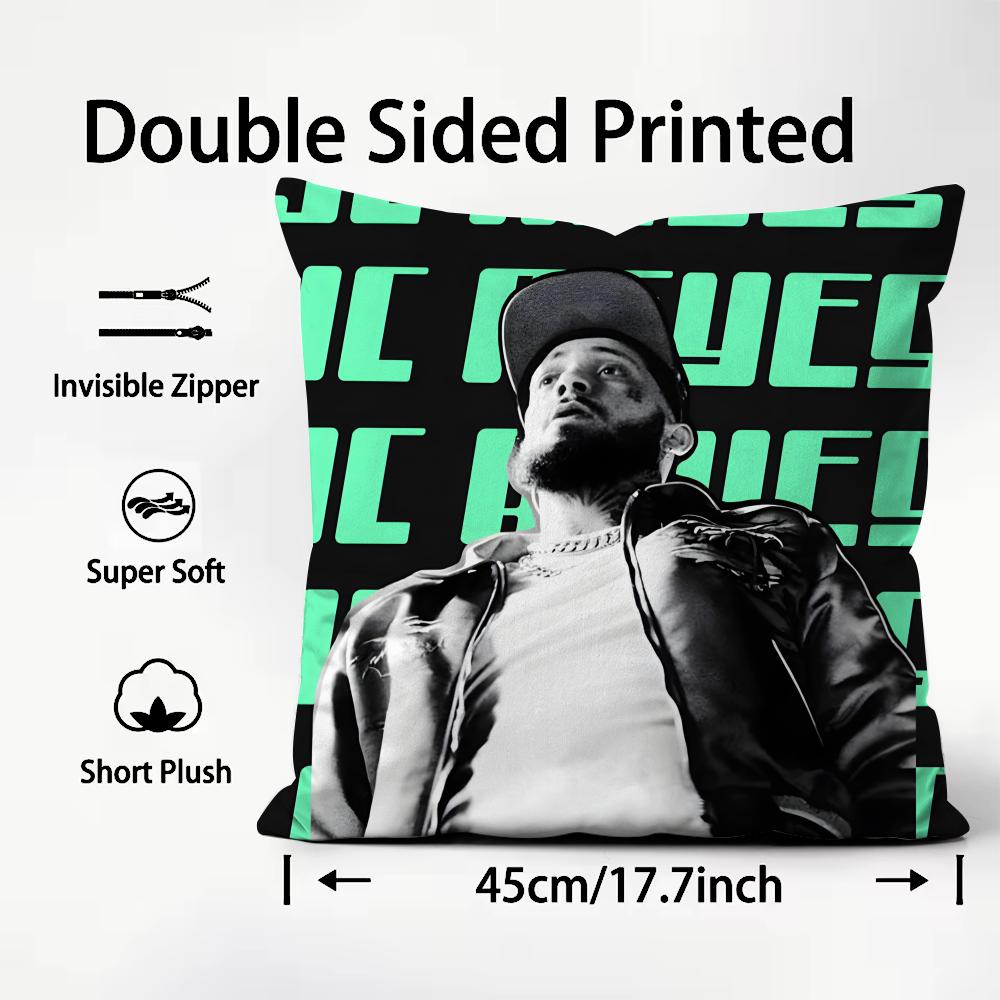 JJc ReyesS Rapper Cushion Cover Plush Fabric Soft DoubleSided Printed Sofa Warm Winter Home Child Gift Pillow Case
