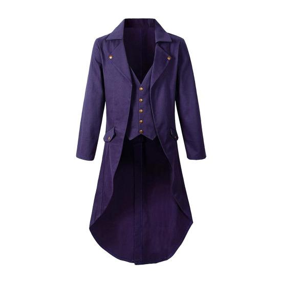 Slim-Fit Tuxedo Jacket Lapel Long-Sleeved Retro Dress Jacket Medieval Style Suit Jacket Festive Parties Wear