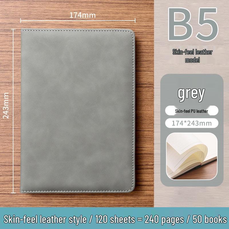 A5 Soft Leather Suede Notebook with Custom Logo - Simple B5 Business Meeting Journal, Large Thick Diary