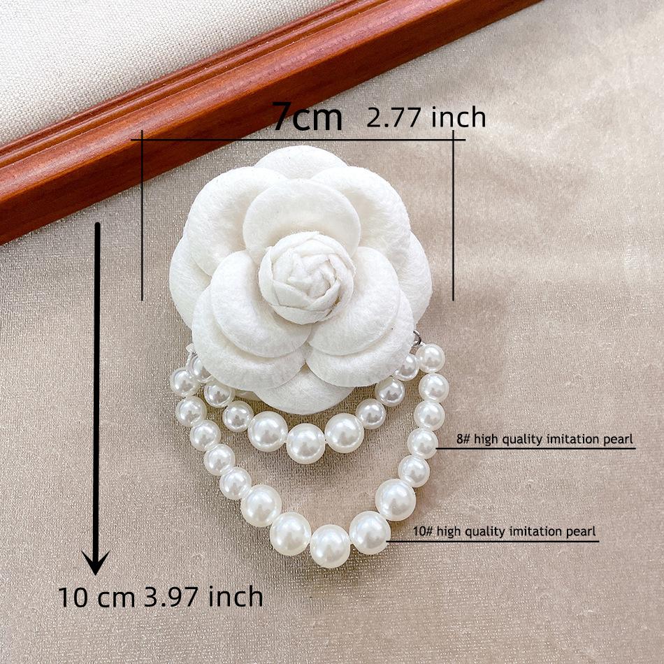 Fashion Women Men Elegant Korean Style Camellia Pearl Brooches Pins Fashion Cloth Flower Wedding Party Exquisite Brooch Pin