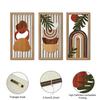 3 Pcs Boho Wood Wall Art Decor Minimalist Plants Geometric Hollow-out Hanging Ornament Abstract Wall Sculptures for Home Living Room Bedroom Kitchen
