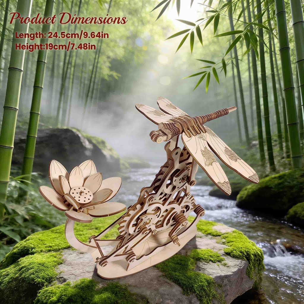 DO-IT-YOURSELF Wooden 3D Puzzle Flying Dragonfly Miniature Kit Imaginative Birthday or Holiday Present Learning Toy Exquisitely Designed