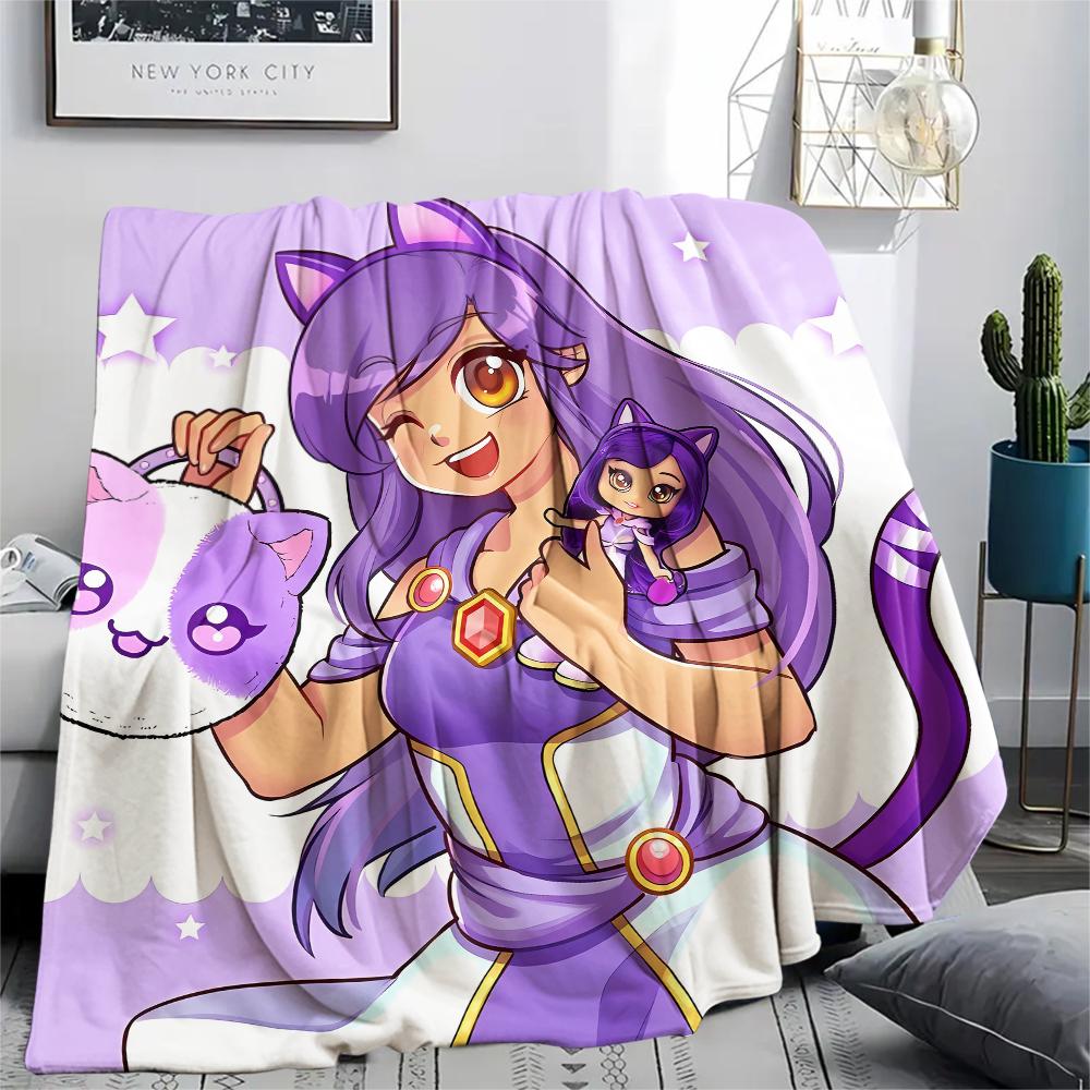 1 szt. Koc flanelowy z nadrukiem Aphmau, Wysokiej jakości, Na wszystkie pory roku, Wystrój domu, Ciepło i komfort, Idealny na prezenty świąteczne