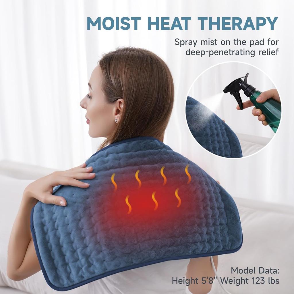 Heating Pad for Back Pain Relief, ZUODUN Electric Heating Pads for Cramps with Auto Shut Off & 6 Heat Levels, Moist Heat Therapy, Machine Washable,