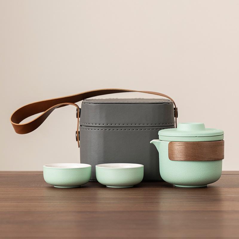 Ceramic Travel Tea Set: Portable Teapot with Two Cups - Perfect for Business Gifts & Holiday Souvenirs