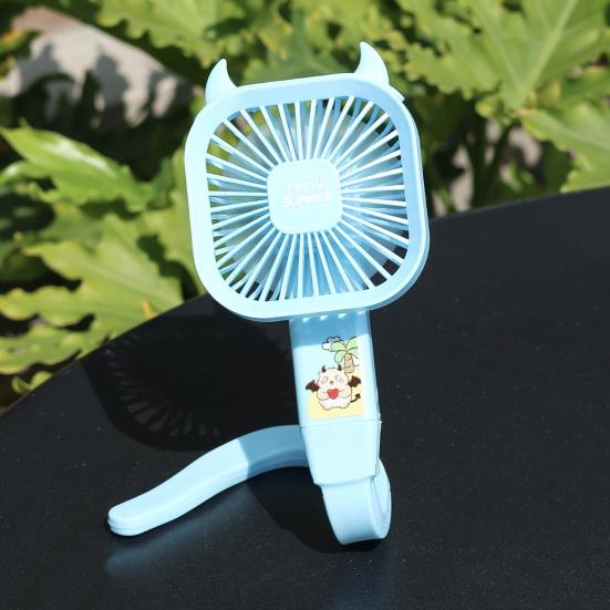 Mini Cooling Fan with Flexible Long Handle 3 Speed USB Rechargeable Devil Horn Handheld Desk Fan Portable Travel Outdoor Personal Fan
