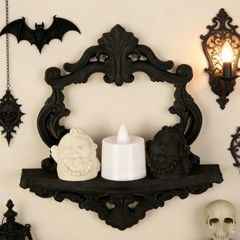 Antique Decorative Shelf Victorian Ornate Plastic Hollow Flower Carving Wall Mounted Shelf For Books Plant And Display