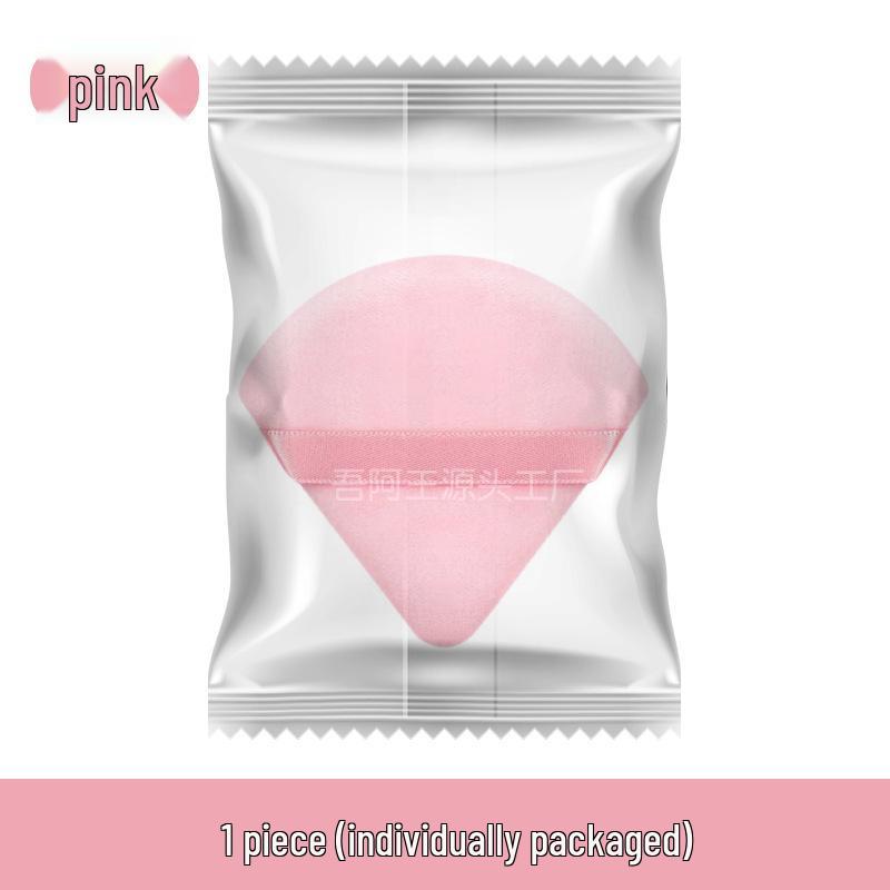 Triangle Velour Air Cushion Puff - Double-Sided Crystal Velvet Super Soft Fan-Shaped Makeup Puff for Loose Powder Setting