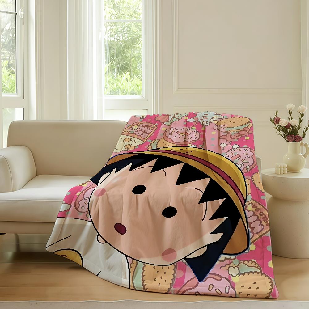 Cartoon C-Chibi Maruko-chan Blanket Warm Soft Suitable For Bedroom Sofa Bed Living Room Office Travel Camping Gifts