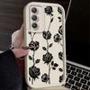 Black Flower Phone Case For Samsung Galaxy S25 S24 S23 Plus S22 S21 Ultra 24 FE Plus A15 A35 A54 A55 5G Shockproof Soft Cover