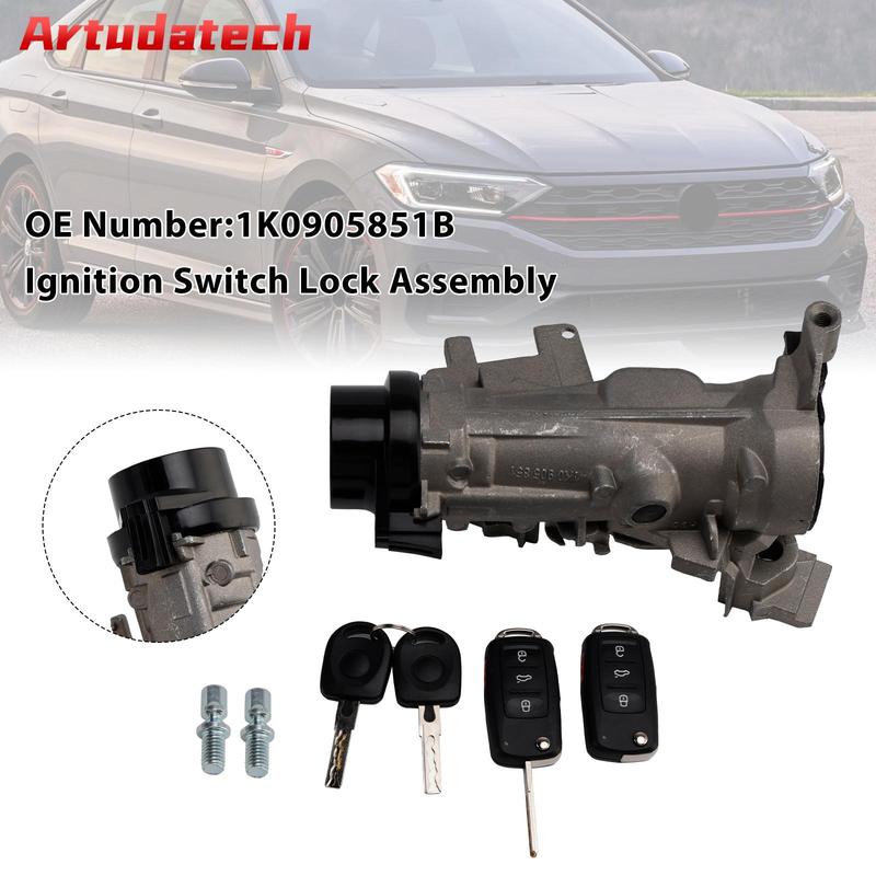 Artudatech 1K0905851B Ignition Switch Lock Cylinder w/2 Key For VW Jetta Golf EOS Rabbit