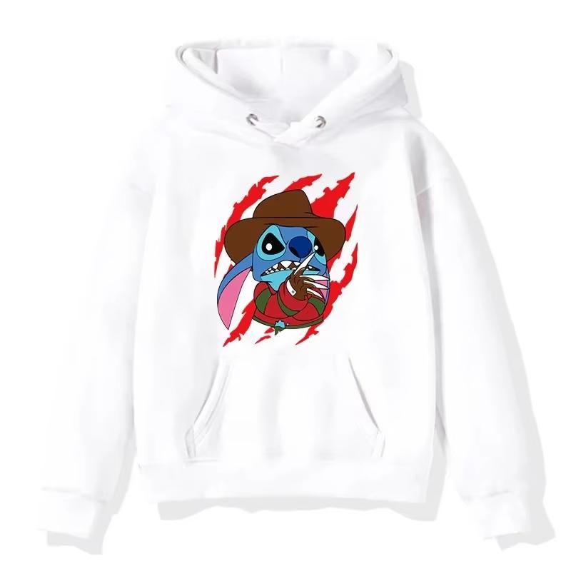 Halloween Stitch Pattern Hoodies Cute Cartoon Disney Sweatshirts Pocket Clothing Daily Men Hoodies Autumn Winter Pullover Tops