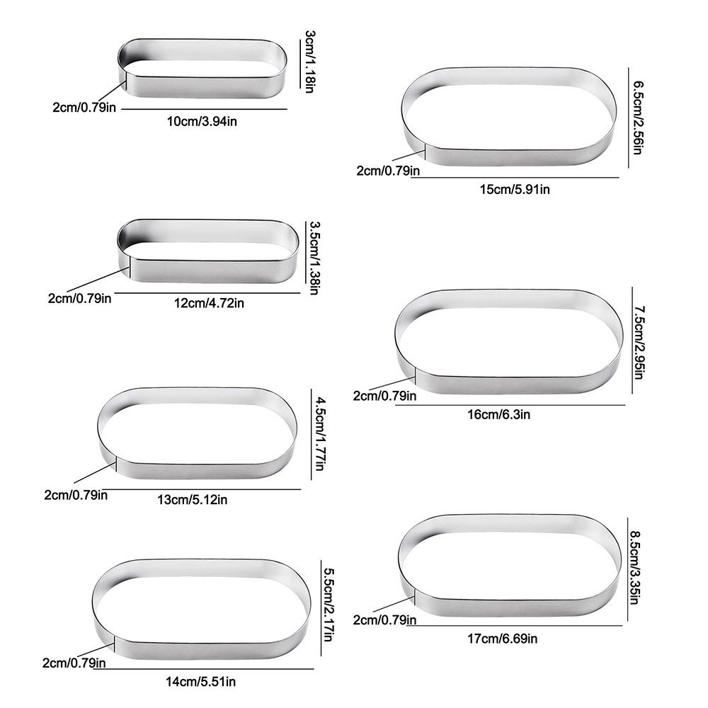 Stainless Steel Oval Cake Rings Multipurpose Cake Ring Molds  for Professional Pastry Baking
