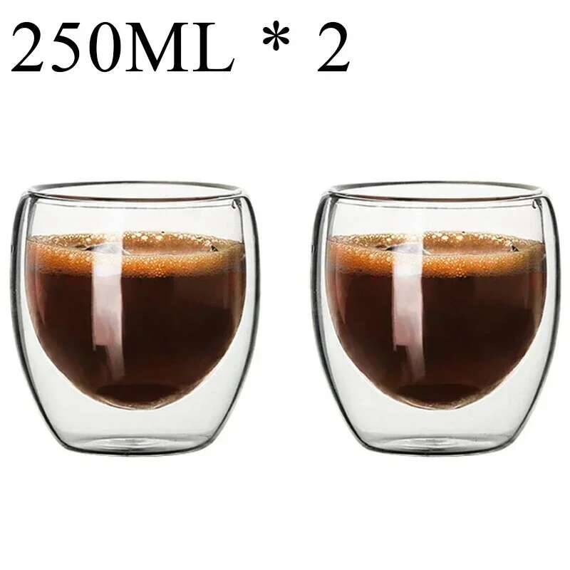 2-6 Stück Doppelwandige High-Borosilikatglas-Tasse Hitzebeständig Tee Milch Espresso Kaffee Saft Wasserbecher Bar Trinkgeschirr Geschenk