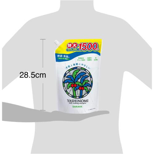 Saraya Yashinomi Detergent for Vegetables and Dishwashing, Refill, 1500mL + Bonus, Set of 2