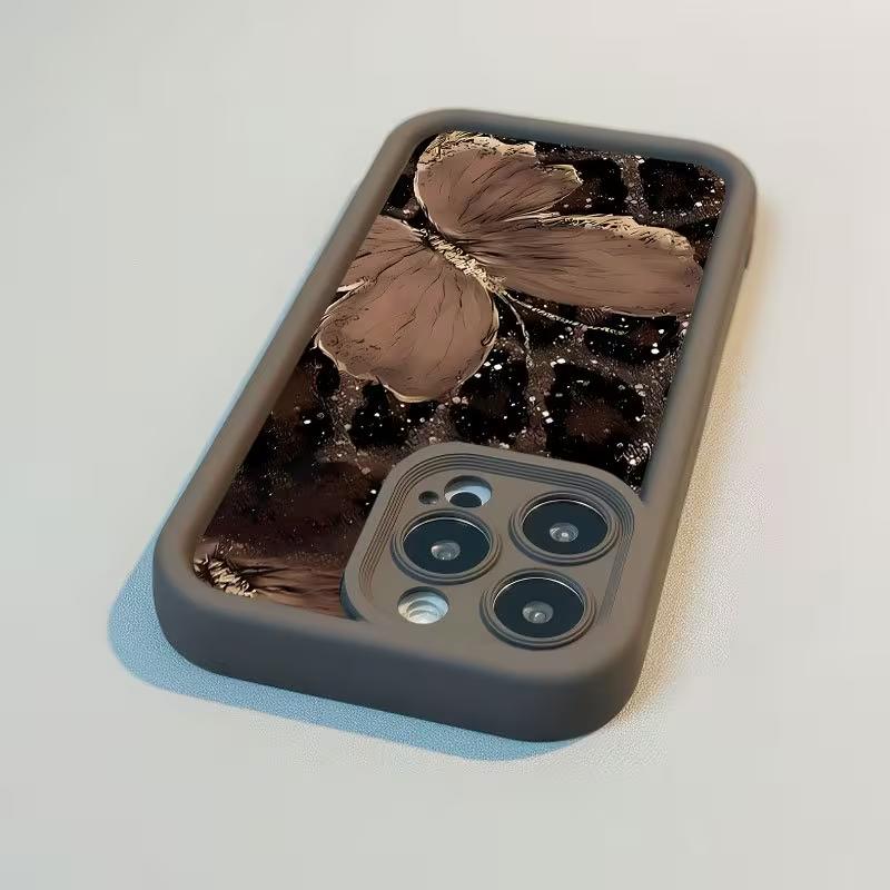 Phone Case for iPhone 17e 17 16e 16 15 14 13 12 11 Air Pro Max Mini XR XS X 7 8 6 6s Plus Soft TPU Back Cover Leopard Butterfly iPhone 17