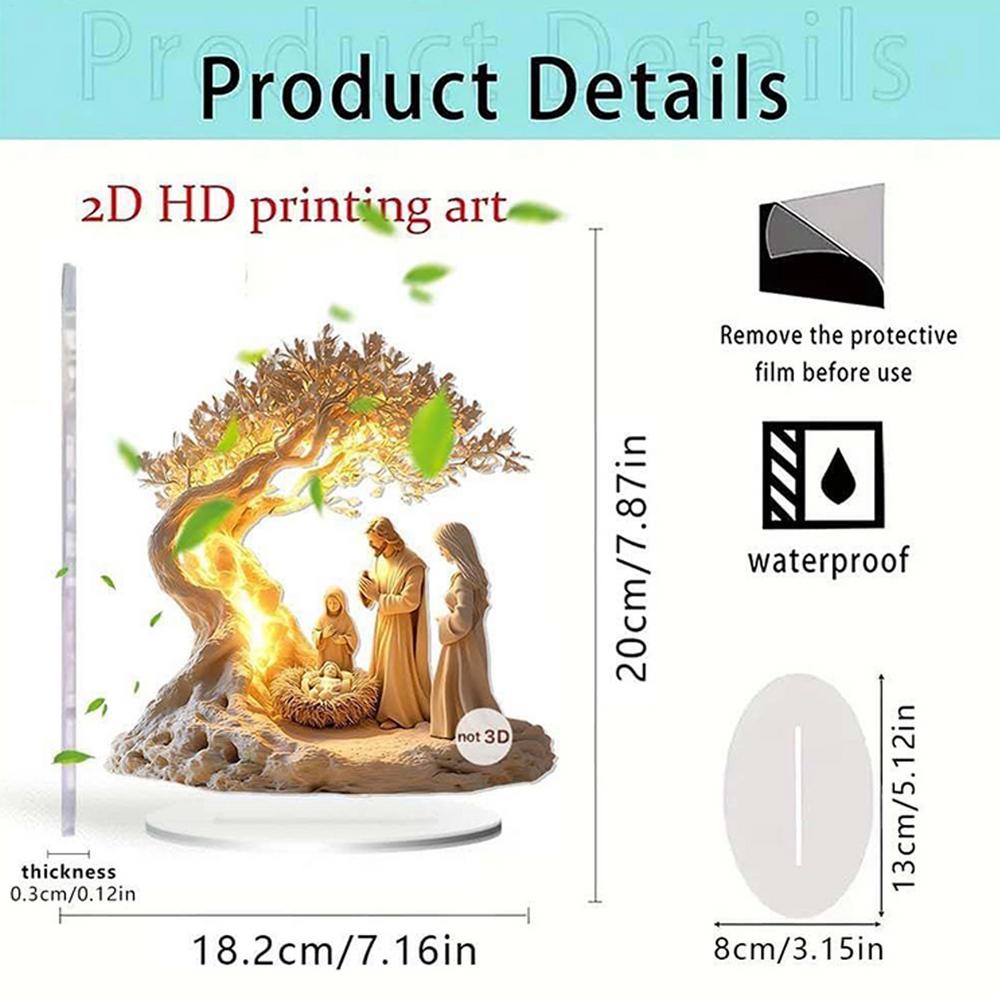 

Home Ornament Acrylic Desk Sign Decor Tabletop 2D Centerpiece Christmas Nativity Acrylic Flat Statue For Living Room Bedroom