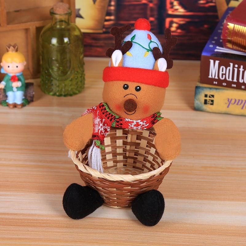 Christmas Home Table Decoration Elk Snowman Santa Claus Candy Basket Food Rack Kids Gift Navidad 2025 New Year Home Party Decors