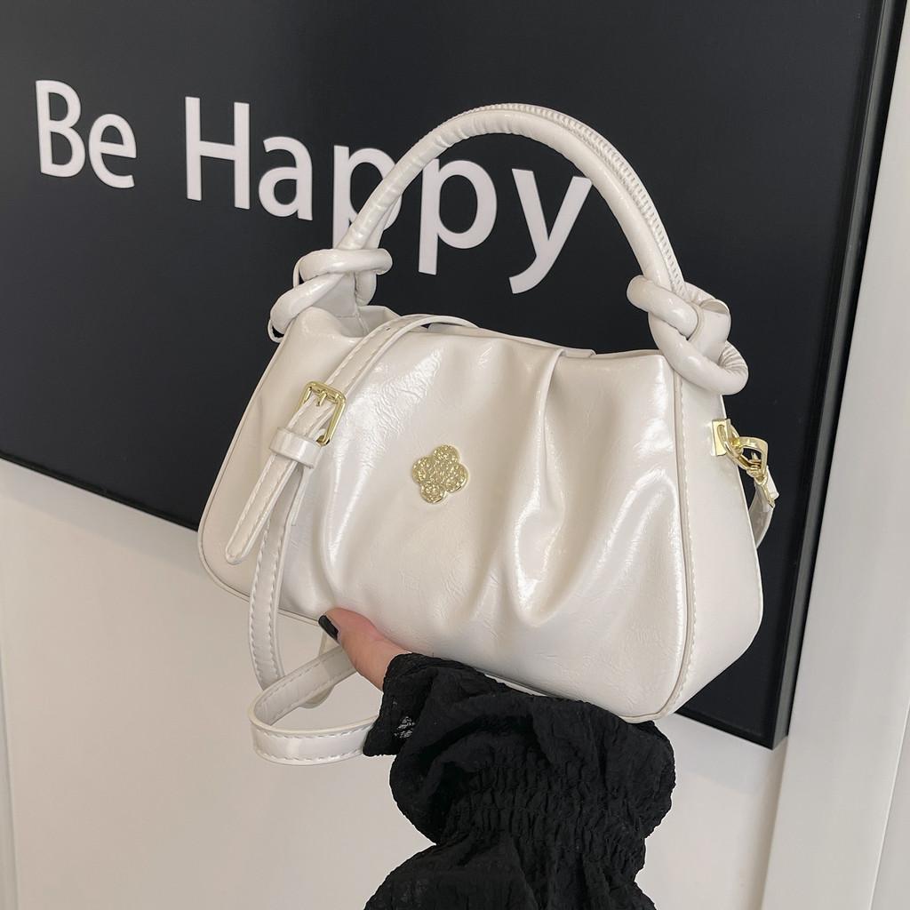 IELGY Portable Cloud Bag Cute Girl Pleated Crossbody Shoulder Bag