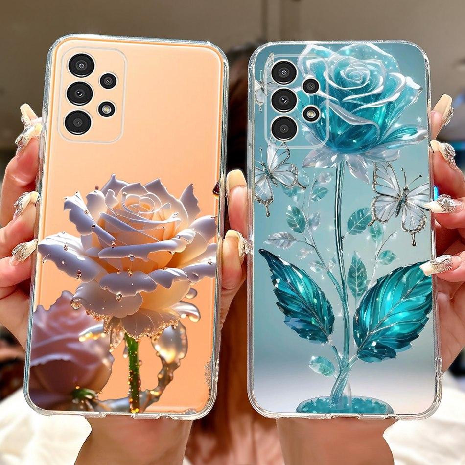 For Samsung Galaxy A13 SM-A135F Elegant Floral Butterfly Phone Case For Samsung A13 4G Soft Silicone TPU Cases