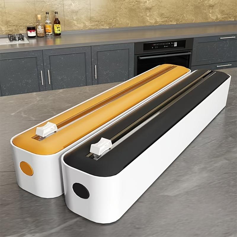 1pc Plastic Cling Film Dispenser Cutter Saran Wrap Dispenser Aluminum Foil Slider Cutter Saran Wrap Organizer Kitchen Tools